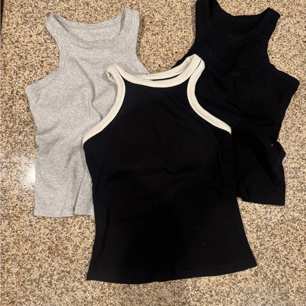 Amazon Black and Gray Women's Tank Tops